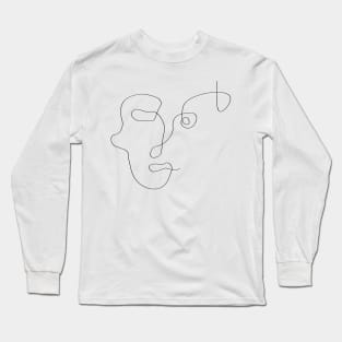 One Line Art Face Long Sleeve T-Shirt